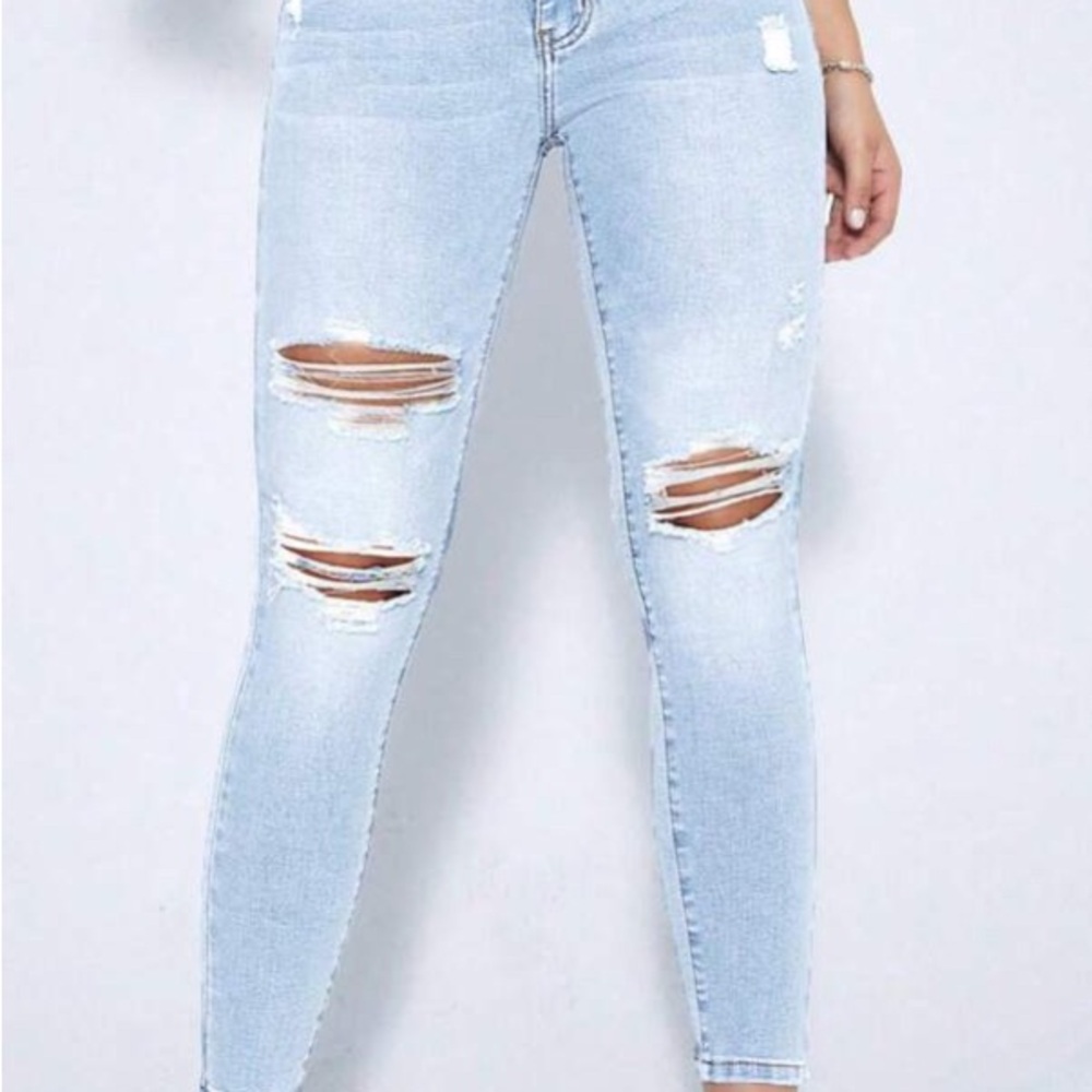 Almost Famous Blue Skinny Jeans Distressed